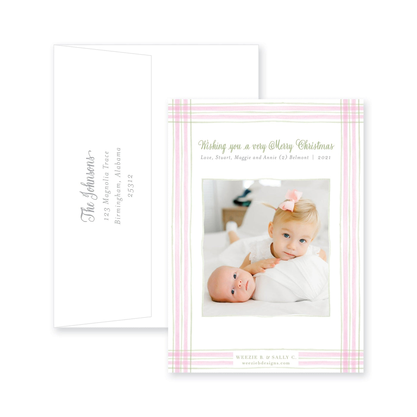 Watercolor Plaid Vertical Full Frame Announcement