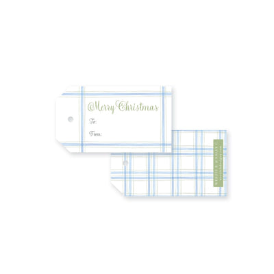 Plaid Watercolor Christmas Tag