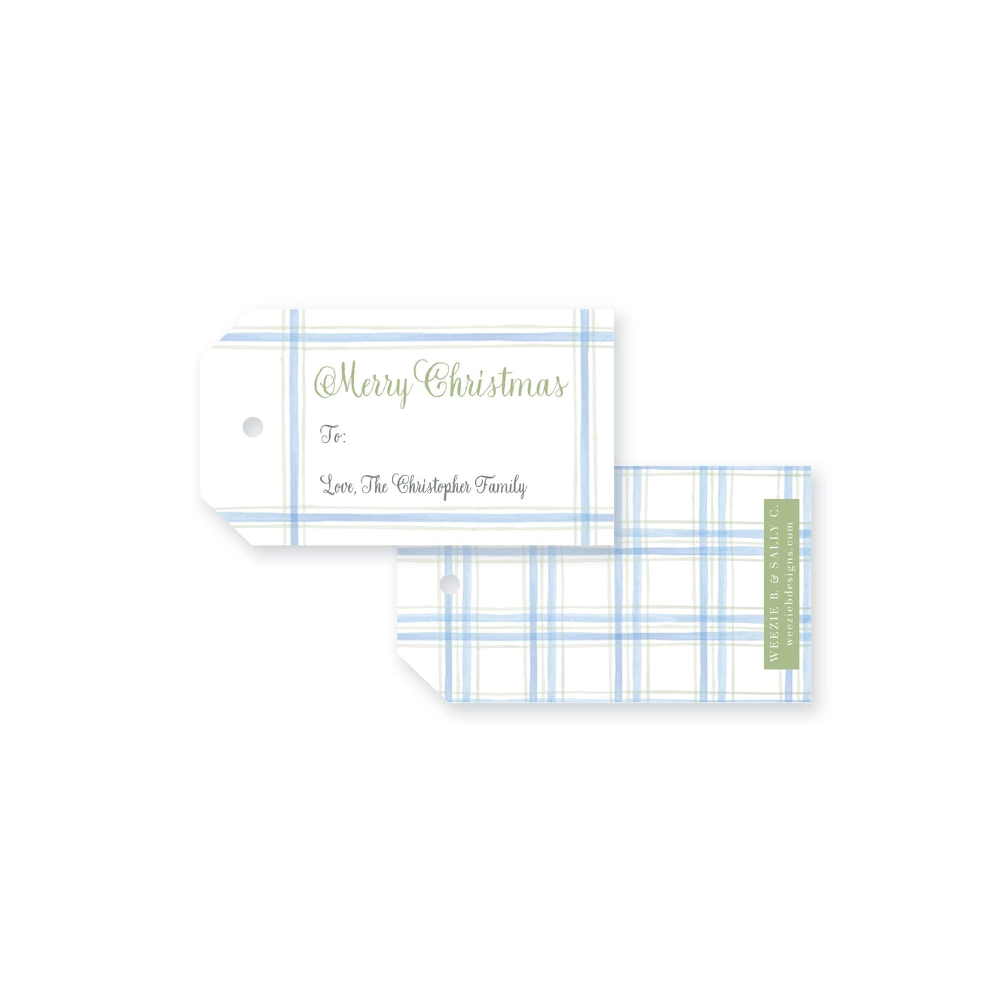 Plaid Watercolor Christmas Tag