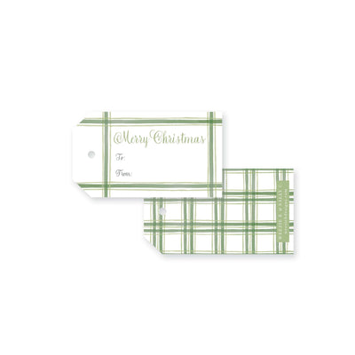 Plaid Watercolor Christmas Tag