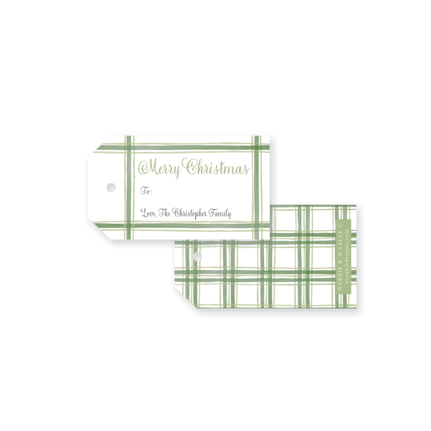 Plaid Watercolor Christmas Tag