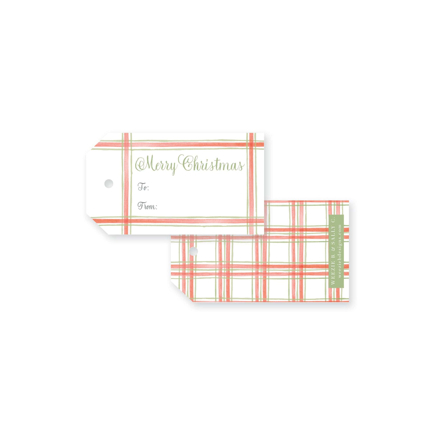 Plaid Watercolor Christmas Tag