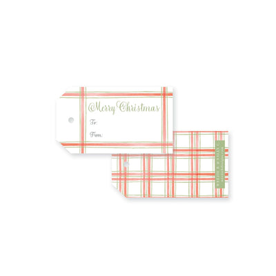 Plaid Watercolor Christmas Tag