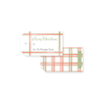 Plaid Watercolor Christmas Tag