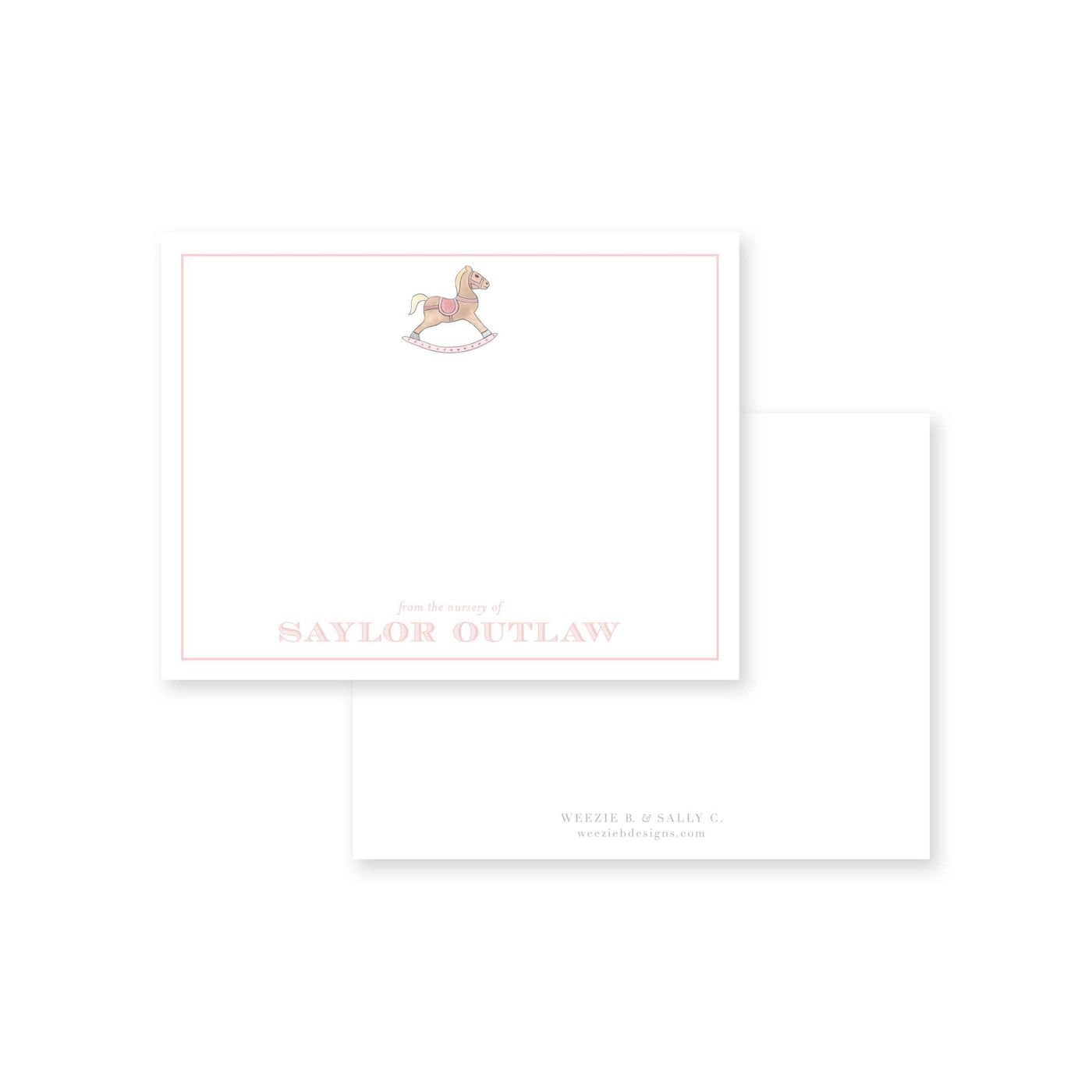 Watercolor Rocking Horse Flat Note Card
