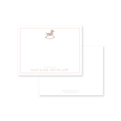 Watercolor Rocking Horse Flat Note Card