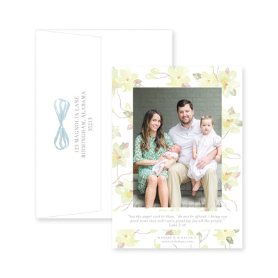 Southern Magnolia Wreath Birth Announcement