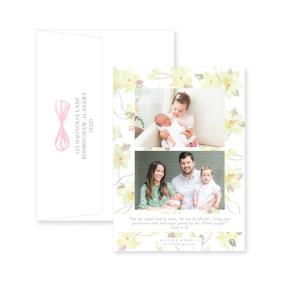 Southern Magnolia Wreath Birth Announcement