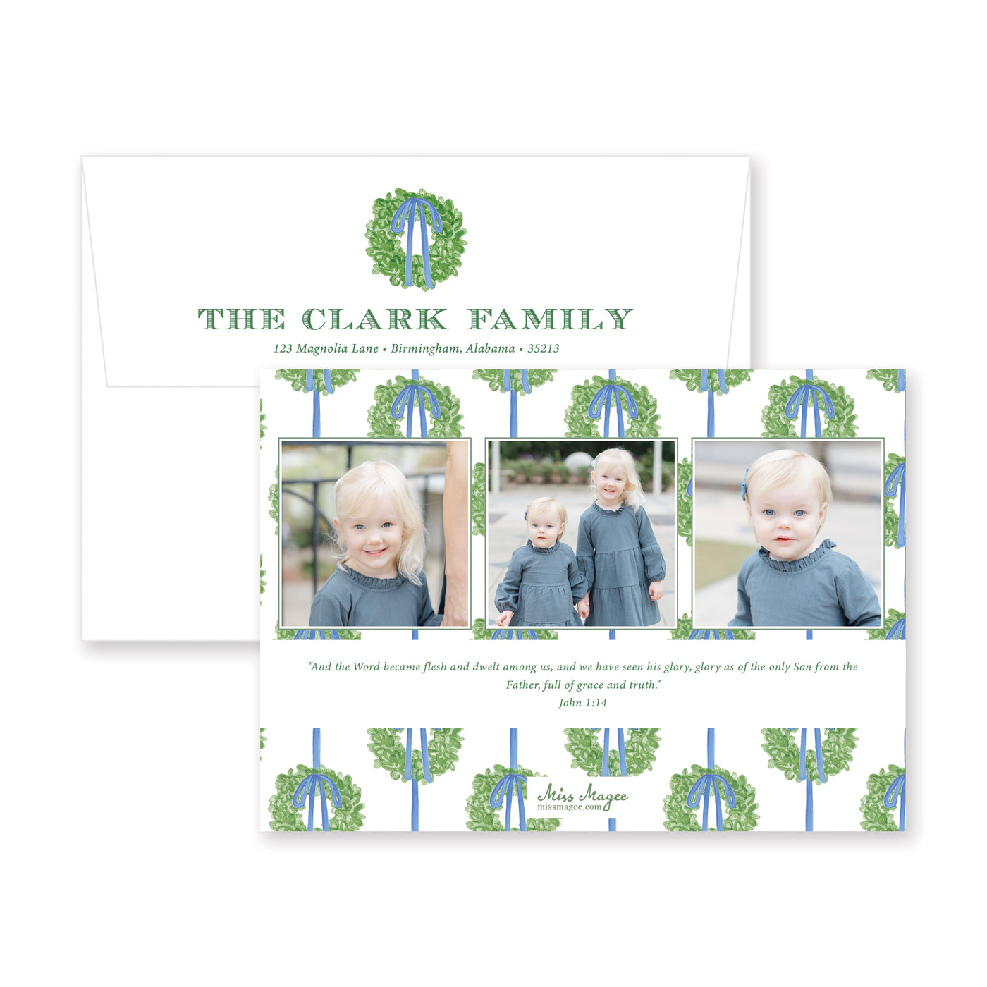 Simple Wreath Horizontal Christmas Card