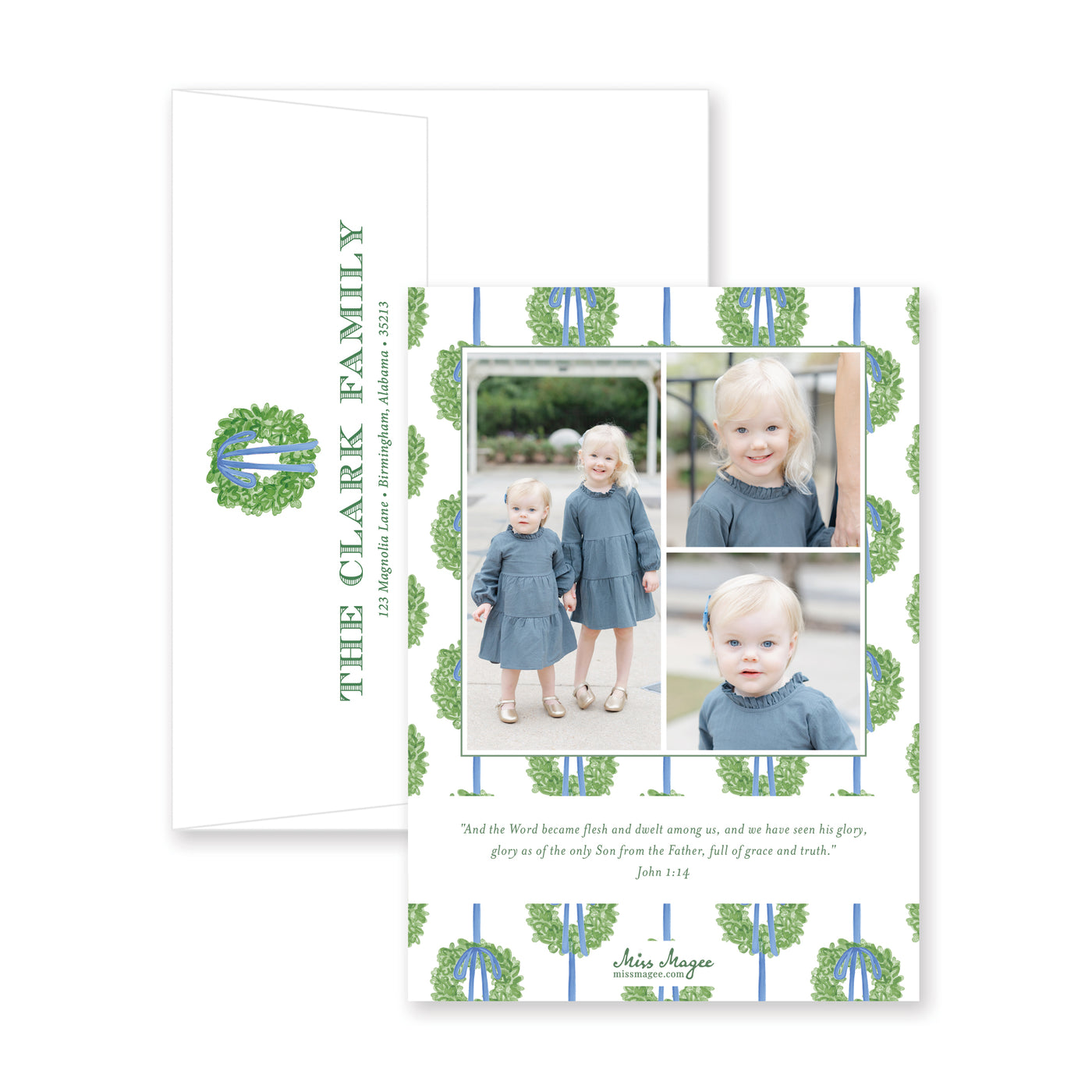 Simple Wreath Vertical Christmas Card