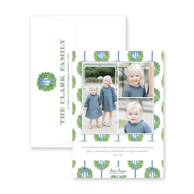 Simple Wreath Vertical Christmas Card