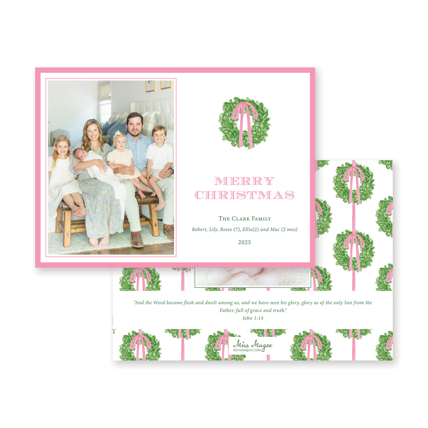 Simple Wreath Horizontal Christmas Card