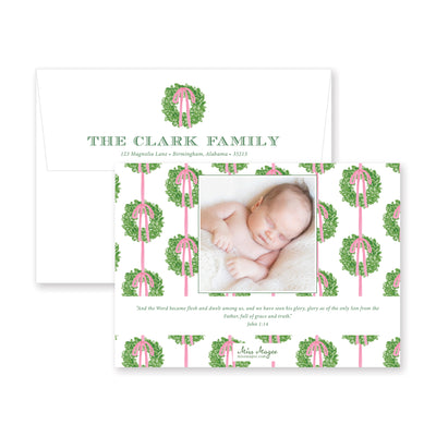 Simple Wreath Horizontal Christmas Card