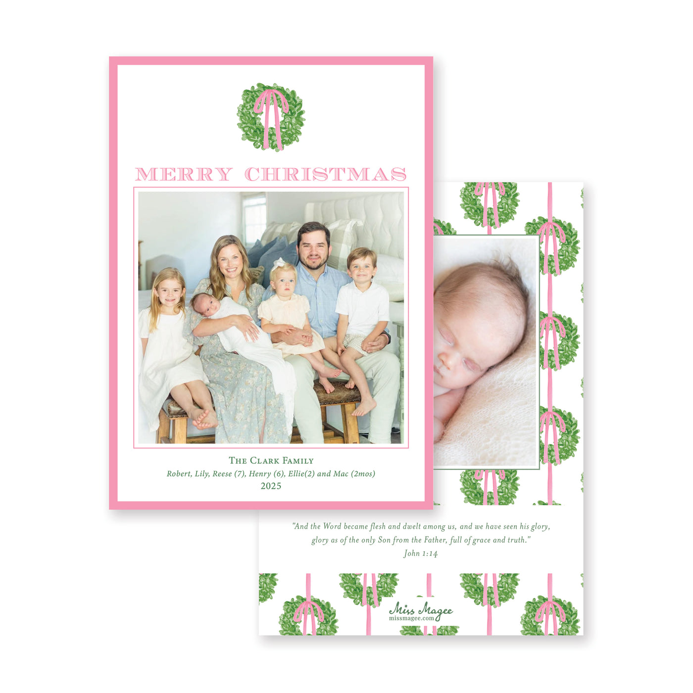 Simple Wreath Vertical Christmas Card