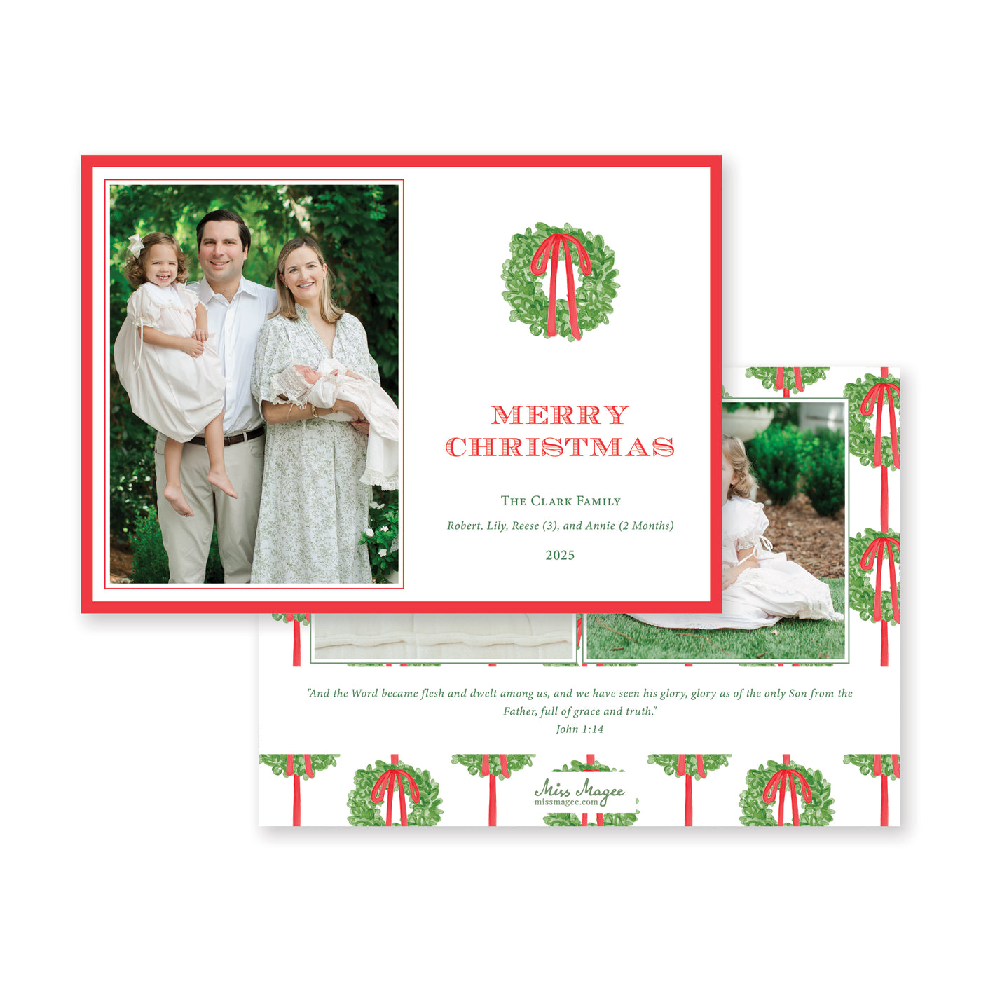 Simple Wreath Horizontal Christmas Card