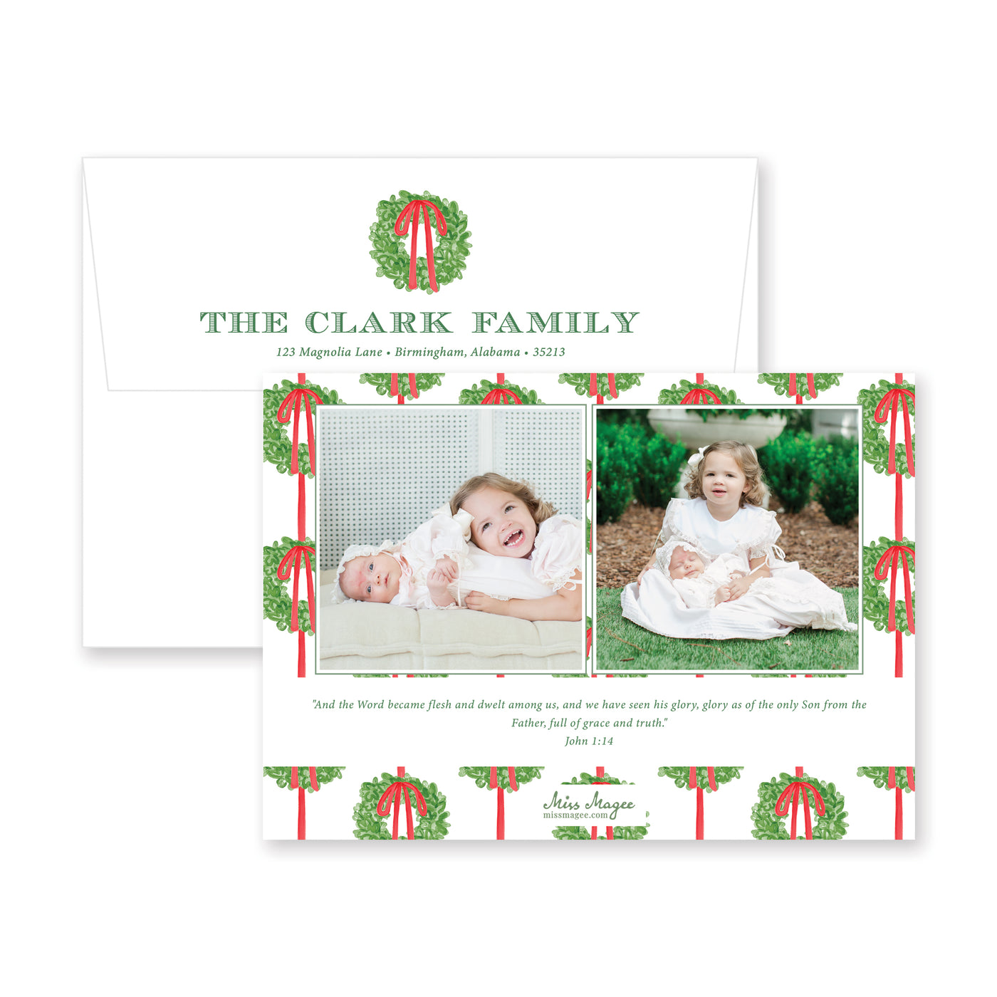 Simple Wreath Horizontal Christmas Card