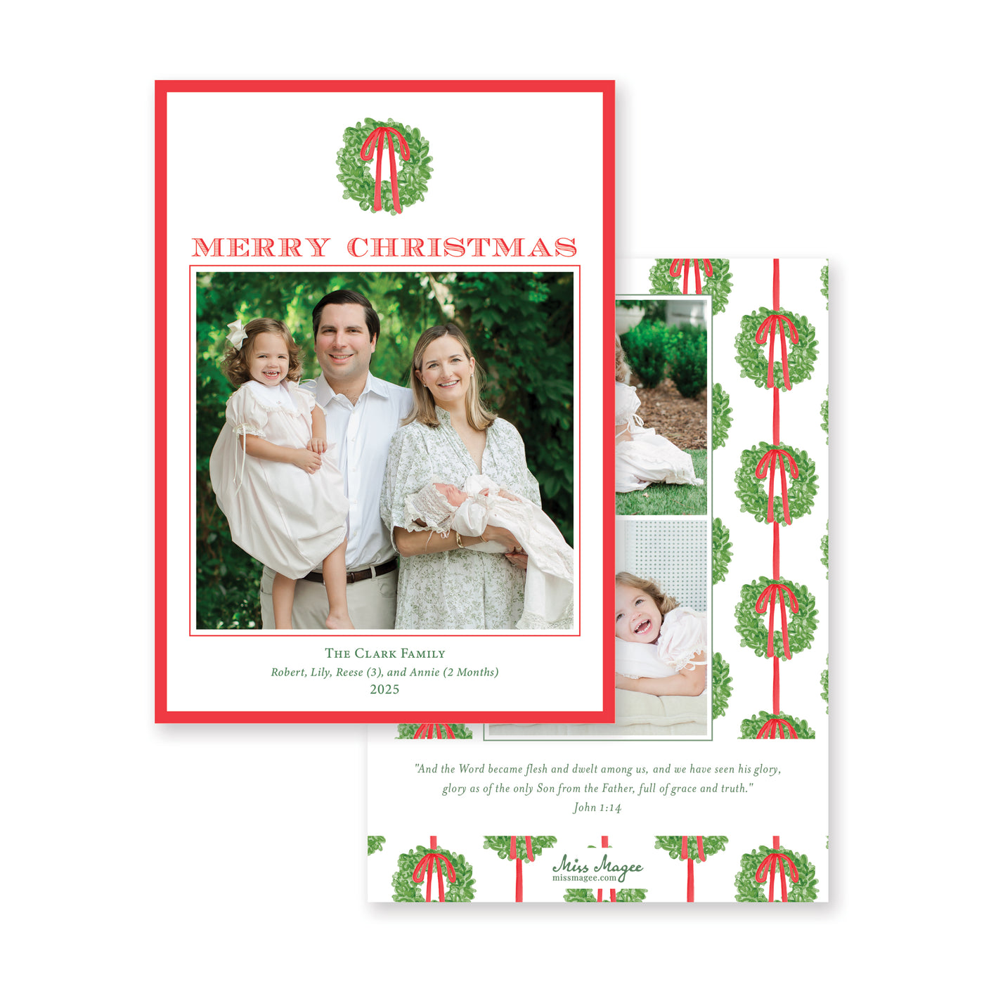Simple Wreath Vertical Christmas Card
