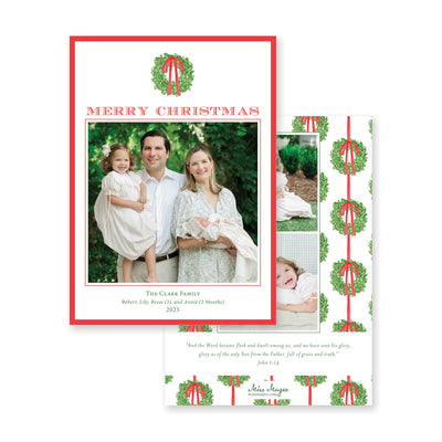 Simple Wreath Vertical Christmas Card