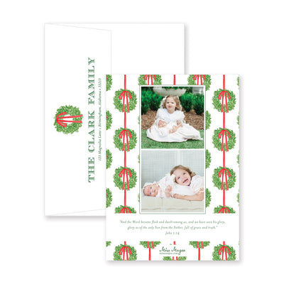 Simple Wreath Vertical Christmas Card
