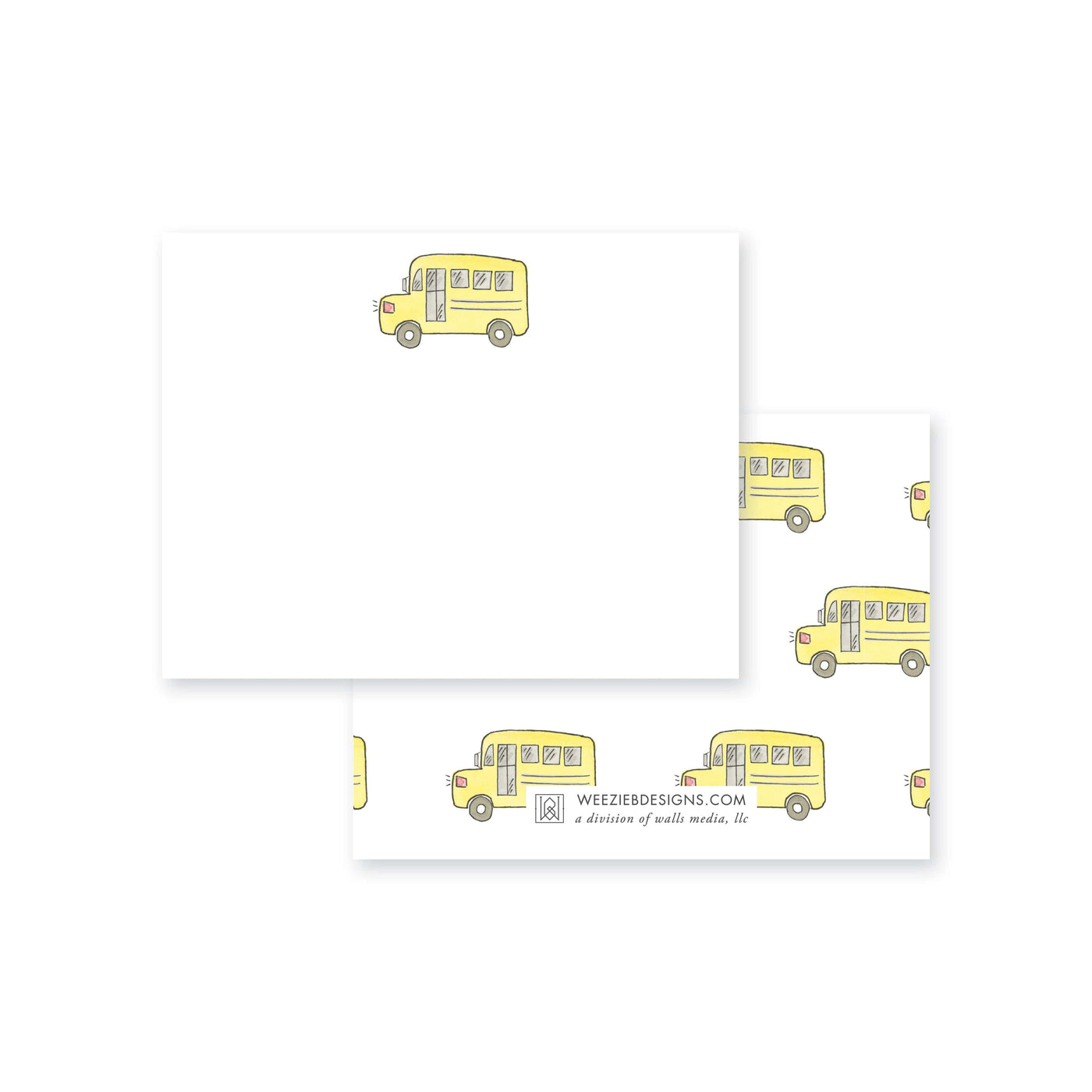 School Bus Flat Note Card (set of 5)