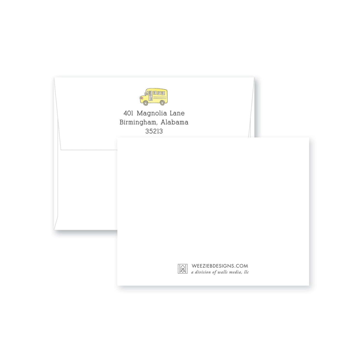 School Bus Flat Note Card