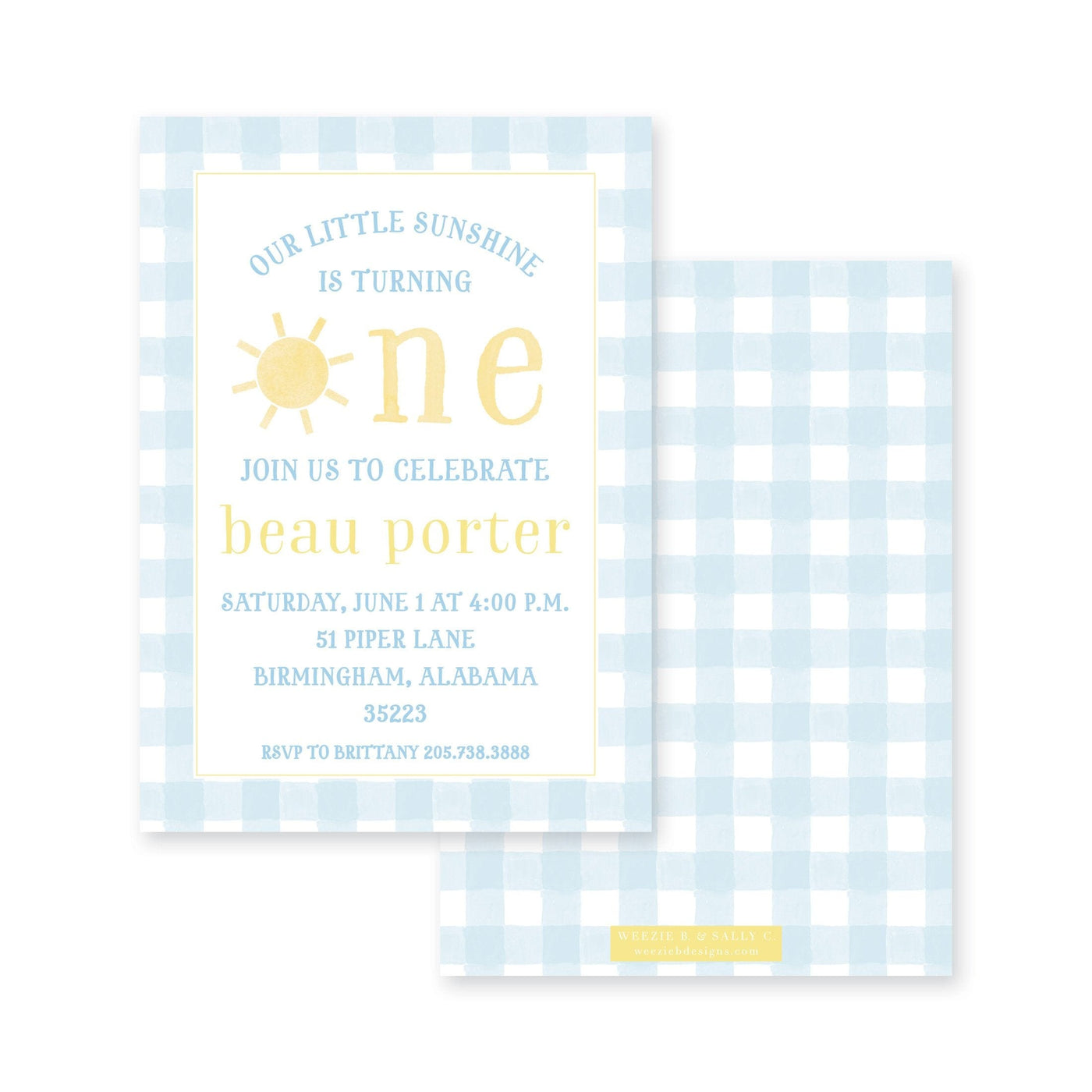 Weezie B. Designs | Sunshine Birthday Invitation