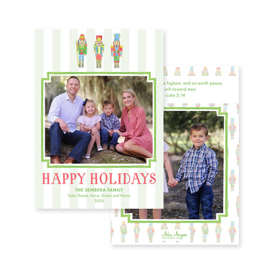 Watercolor Nutcrackers Vertical Christmas Card