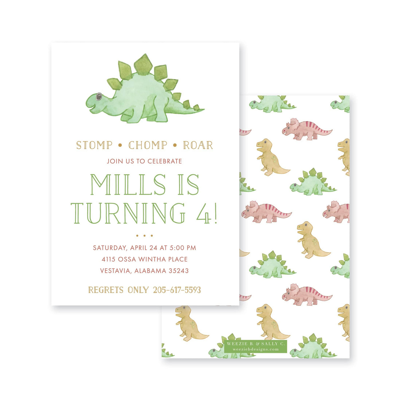 Watercolor Dinosaur Birthday