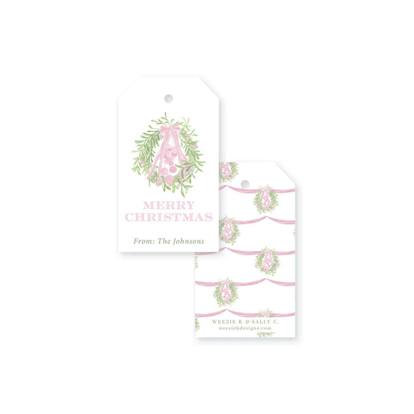 Single Hanging Wreaths Christmas Gift Tag