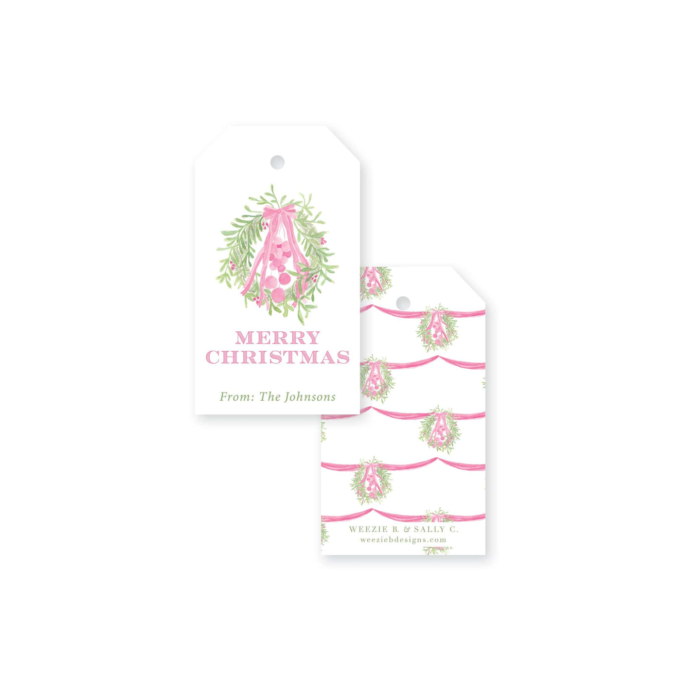 Single Hanging Wreaths Christmas Gift Tag