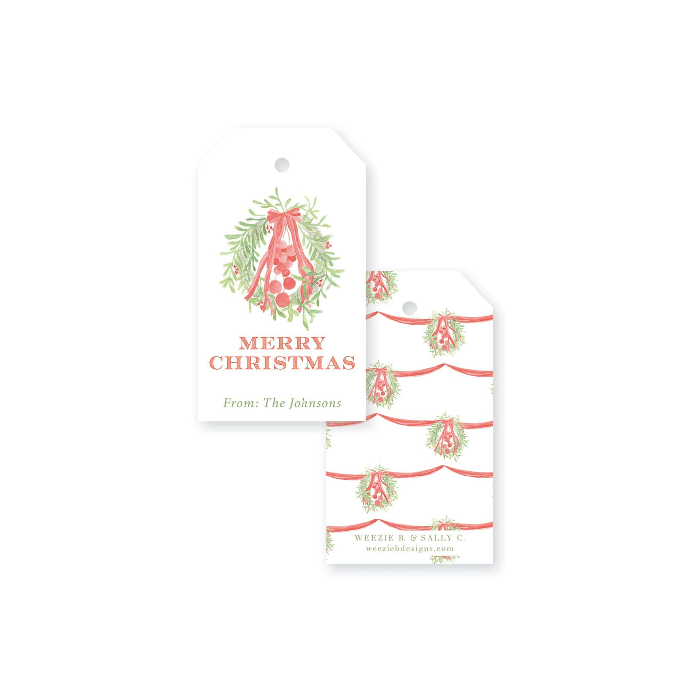 Single Hanging Wreaths Christmas Gift Tag
