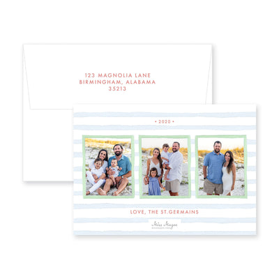 Full Photo Green Wreath Horizontal Christmas Card