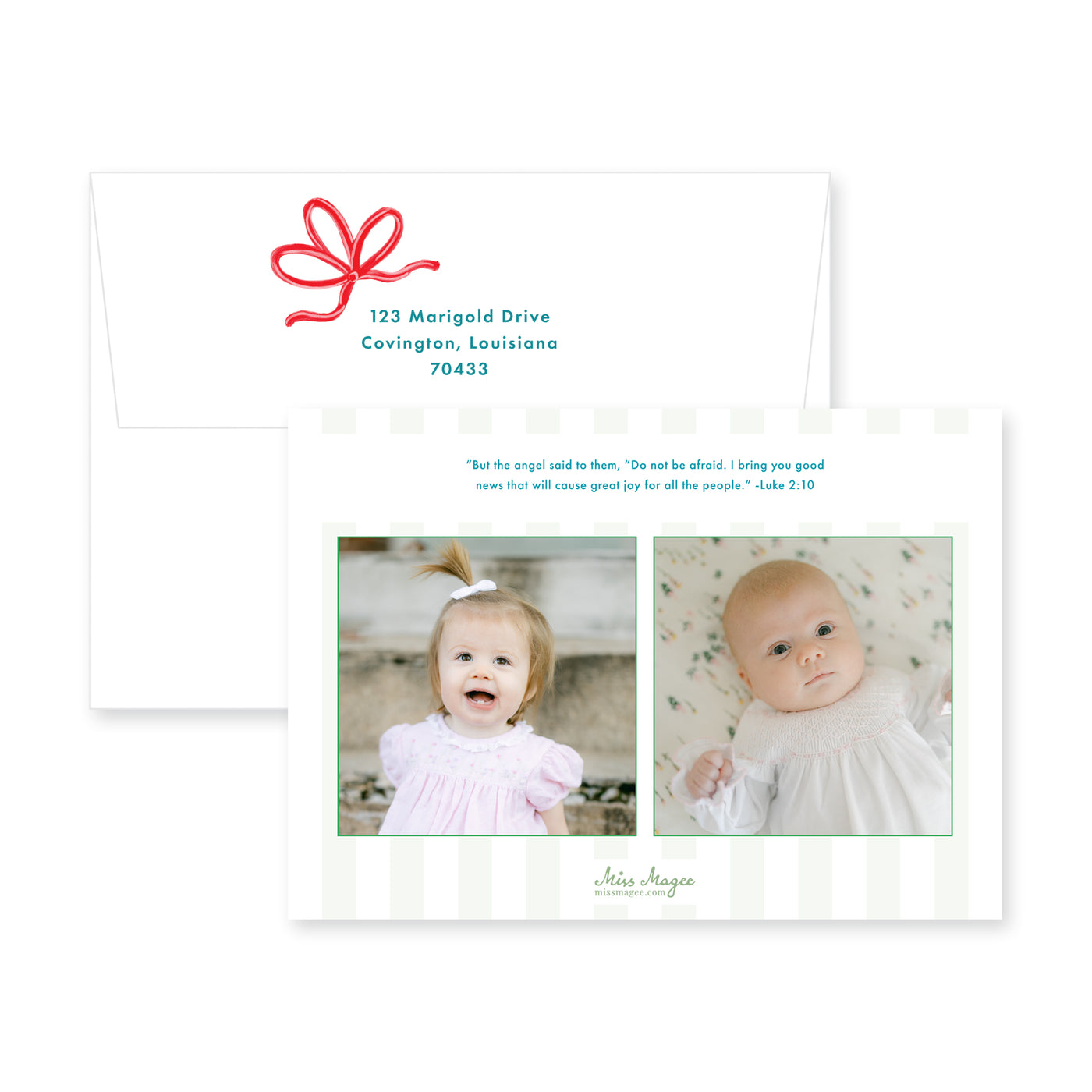 Bright Bow Tree Horizontal Christmas Card