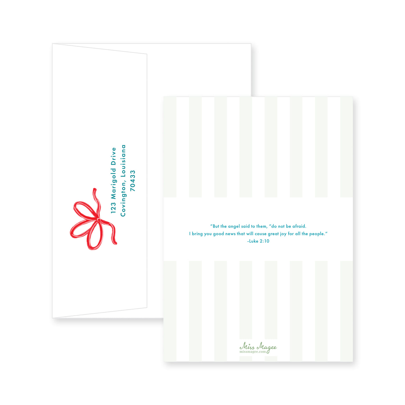 Bright Bow Tree Top Vertical Christmas Card