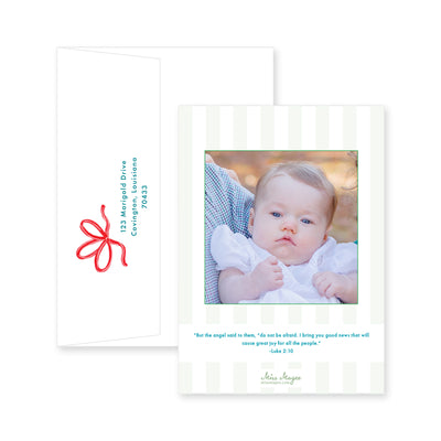 Bright Bow Tree Side Vertical Christmas Card
