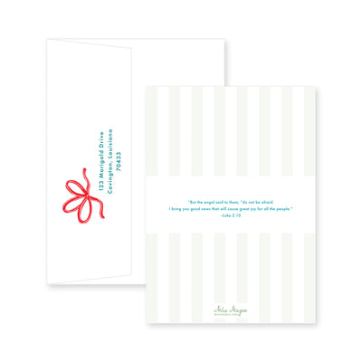 Bright Bow Tree Top Vertical Christmas Card