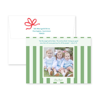 Bright Bows On Tree Horizontal Christmas Card