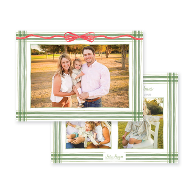 Watercolor Plaid Full Horizontal Frame Christmas Card