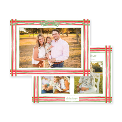 Watercolor Plaid Full Horizontal Frame Christmas Card