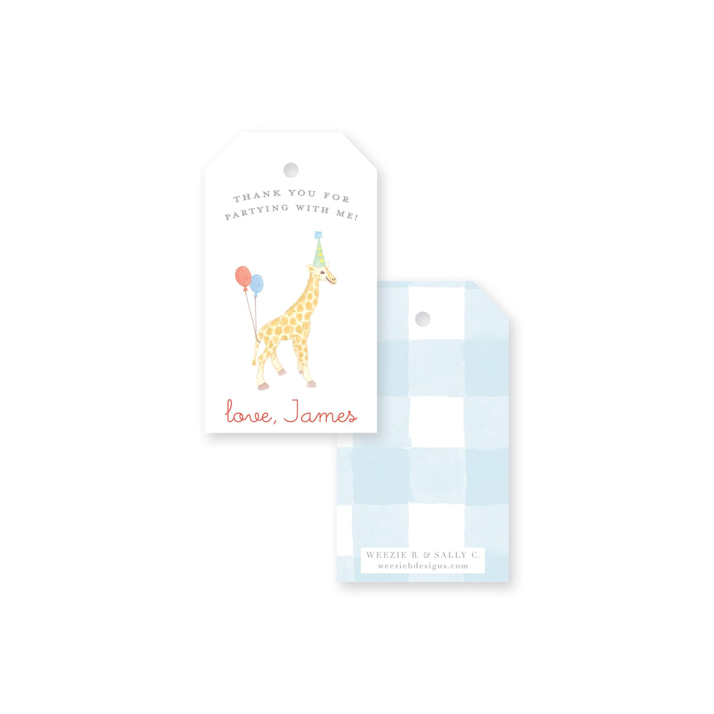 Giraffe in a Party Hat Gift Tag