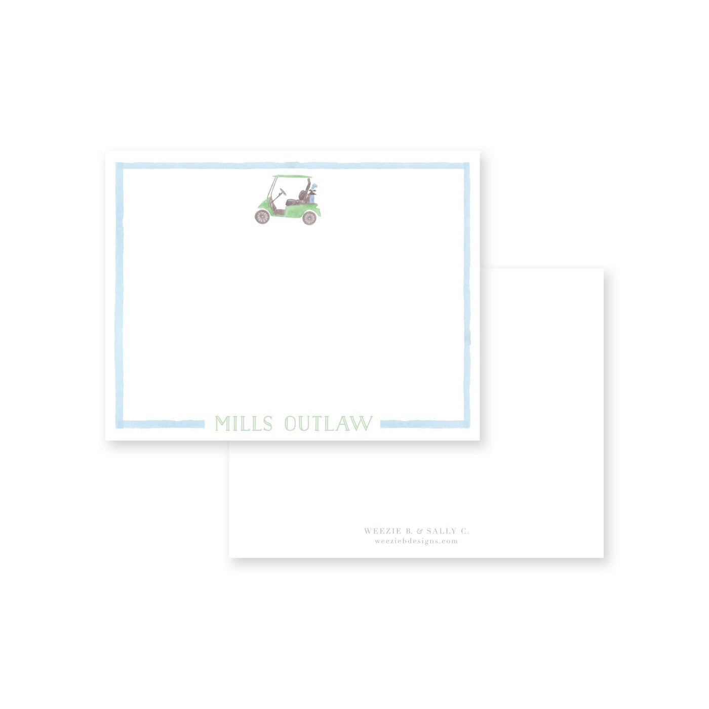 Watercolor Golf Cart Flat Note Card