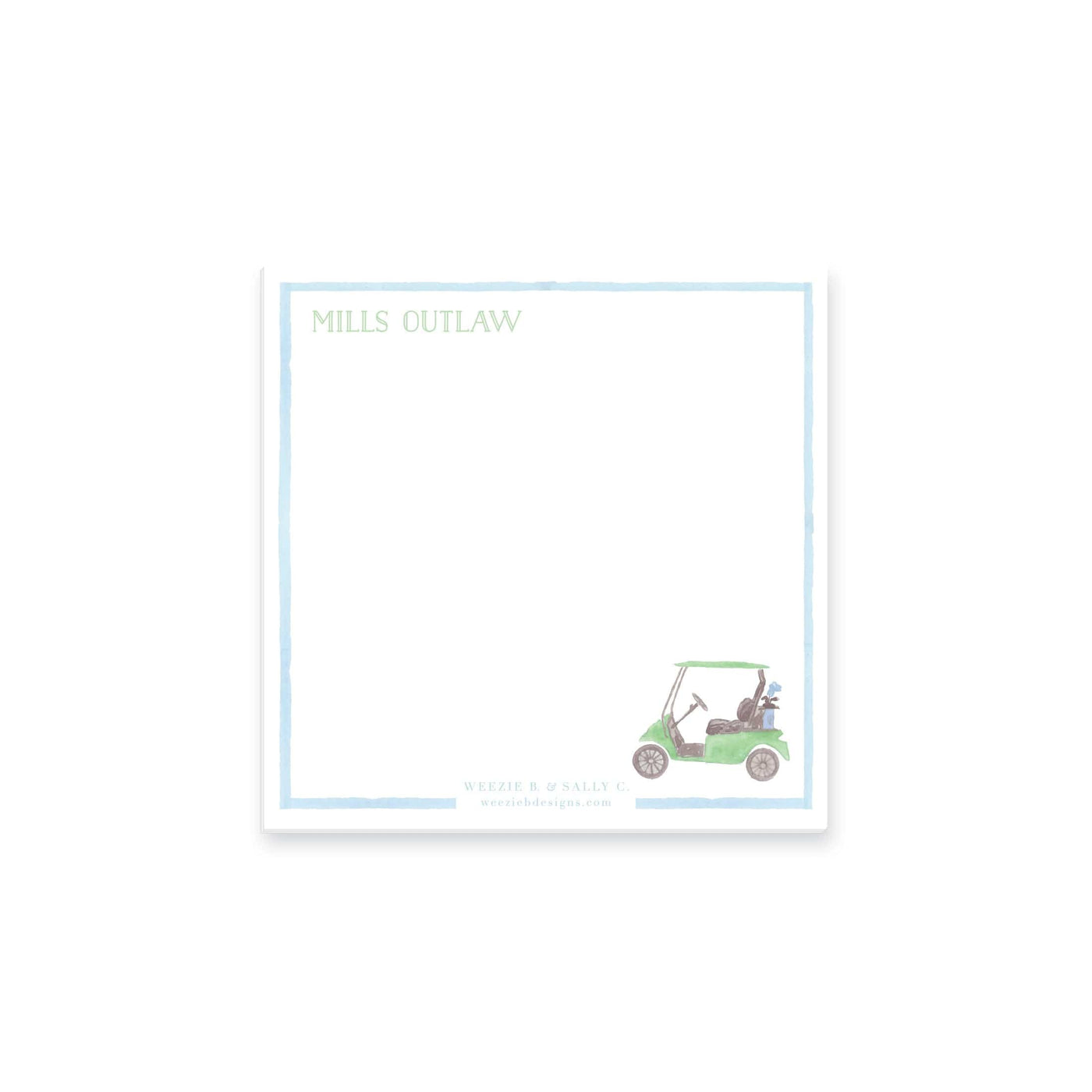 Watercolor Golf Cart Notepad