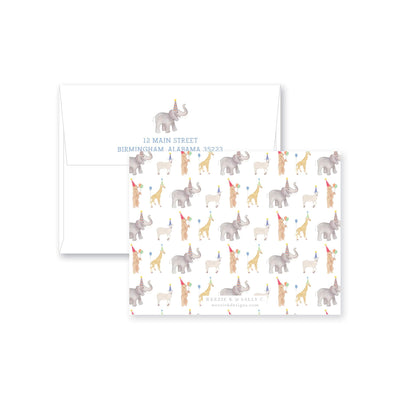 Party Animals Flat Note Card