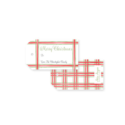 Plaid Watercolor Christmas Tag