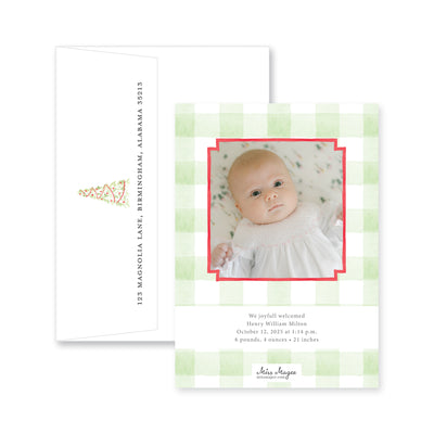 Gingham Christmas Tree Vertical Christmas Card