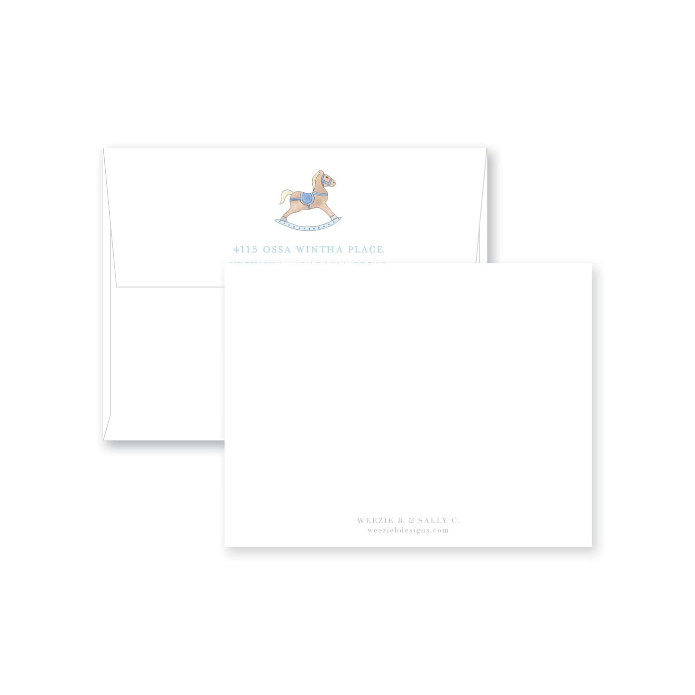 Watercolor Rocking Horse Flat Note Card