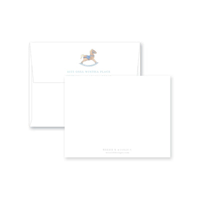 Watercolor Rocking Horse Flat Note Card
