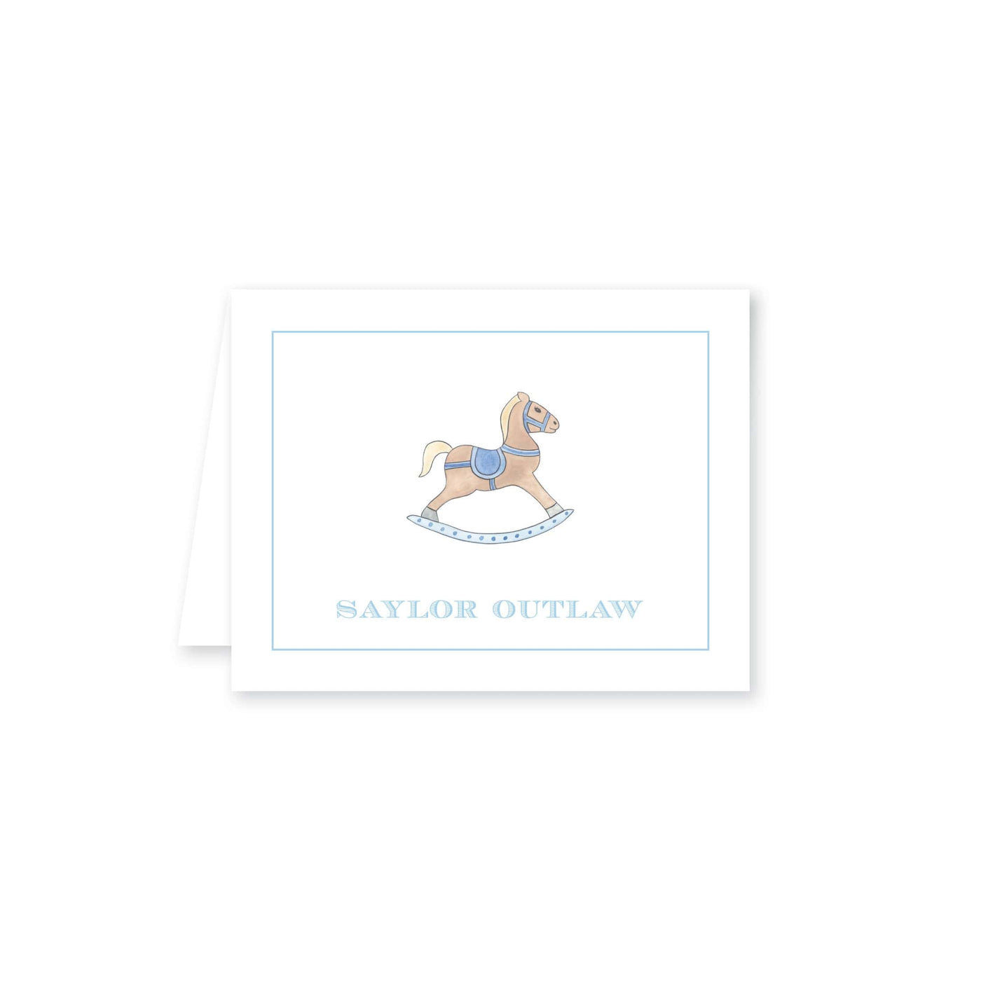Watercolor Rocking Horse Folded Note Card