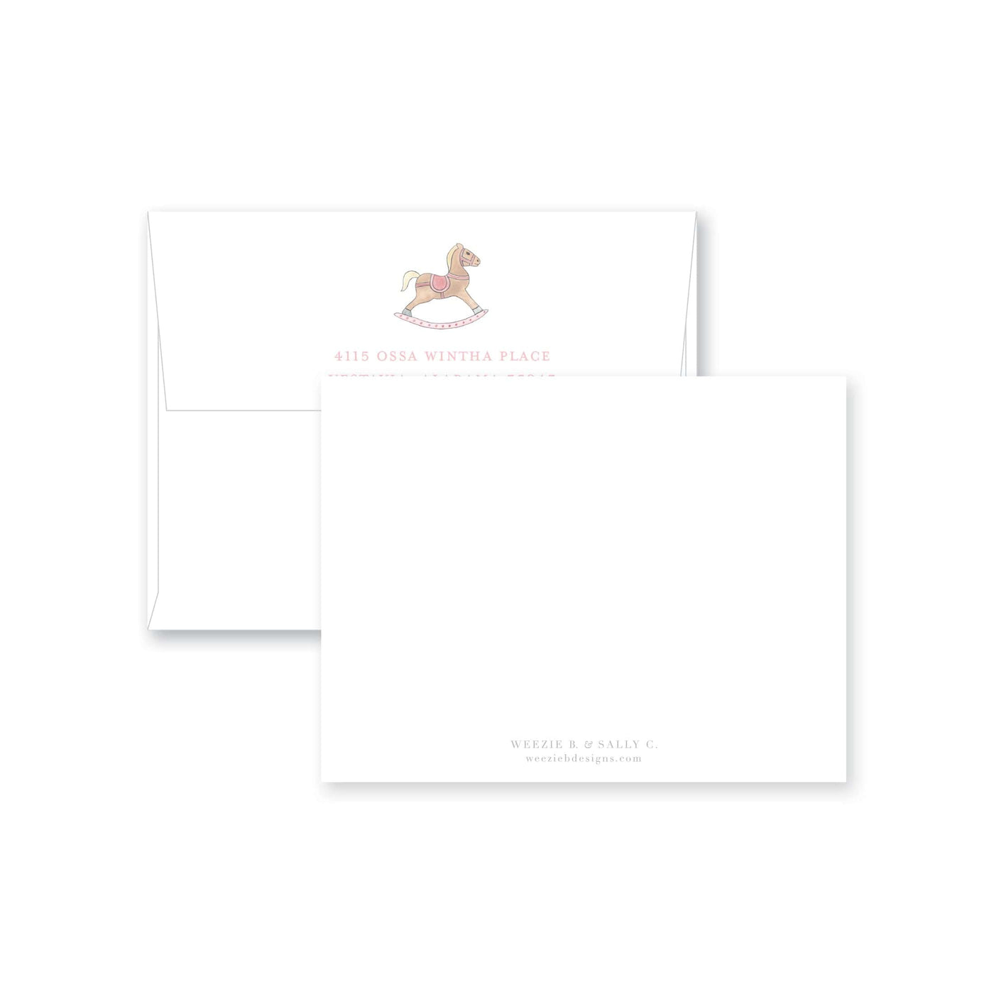 Watercolor Rocking Horse Flat Note Card
