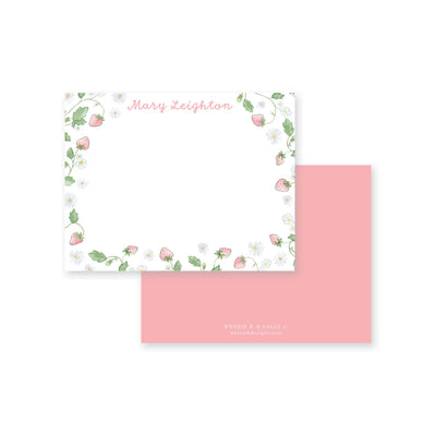 Strawberry Blooms Flat Note Card